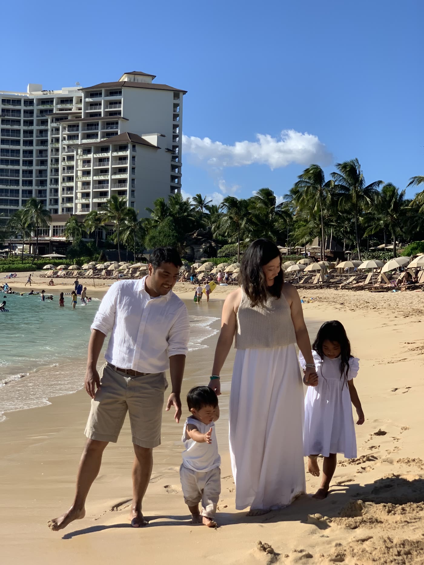 The family on the beach in Hawai'i